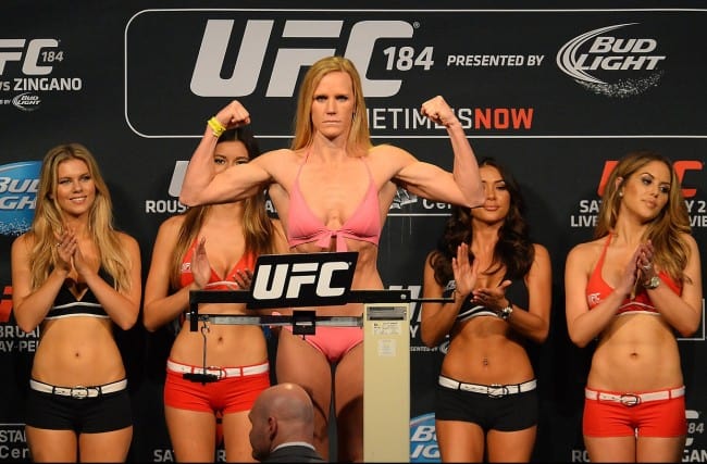 Holly Holm weighs in at UFC 184.