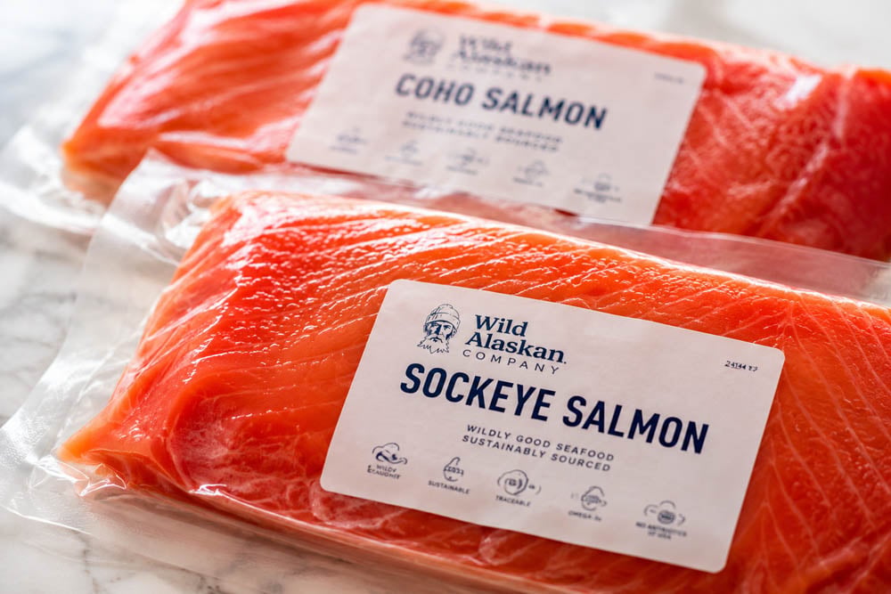 Fresh wild Alaskan sockeye and coho salmon fillets from Wild Alaskan Company
