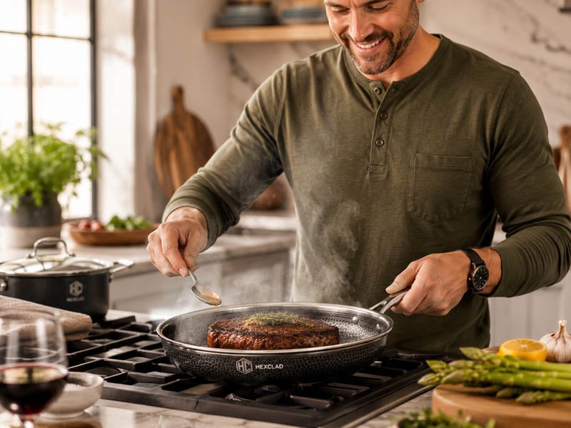 HexClad cookware review in use - premium hybrid pans for everyday cooking