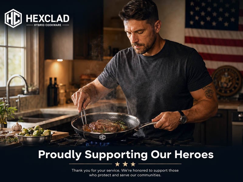 HexClad cookware used by military veterans and first responders - 10% Heroes discount